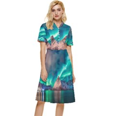 Amazing Aurora Borealis Colors Button Top Knee Length Dress