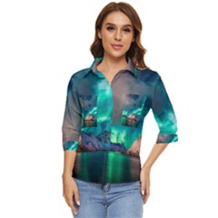 Amazing Aurora Borealis Colors Women s Quarter Sleeve Pocket Shirt