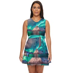 Amazing Aurora Borealis Colors Waist Tie Tier Mini Chiffon Dress