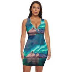 Amazing Aurora Borealis Colors Draped Bodycon Dress