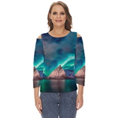 Amazing Aurora Borealis Colors Cut Out Wide Sleeve Top