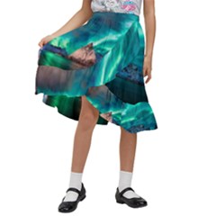 Amazing Aurora Borealis Colors Kids  Ruffle Flared Wrap Midi Skirt