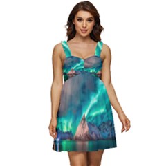 Amazing Aurora Borealis Colors Ruffle Strap Babydoll Chiffon Dress