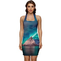 Amazing Aurora Borealis Colors Sleeveless Wide Square Neckline Ruched Bodycon Dress