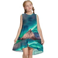 Amazing Aurora Borealis Colors Kids  Frill Swing Dress