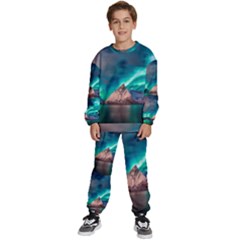 Amazing Aurora Borealis Colors Kids  Sweatshirt Set by B30l