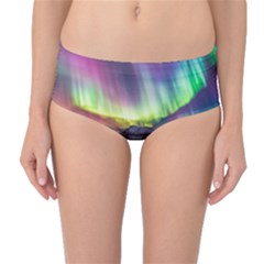 Aurora Borealis Polar Northern Lights Natural Phenomenon North Night Mountains Mid-waist Bikini Bottoms by B30l