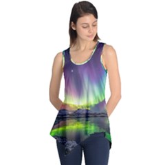 Aurora Borealis Polar Northern Lights Natural Phenomenon North Night Mountains Sleeveless Tunic by B30l