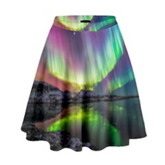 Aurora Borealis Polar Northern Lights Natural Phenomenon North Night Mountains High Waist Skirt