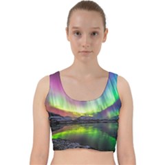 Aurora Borealis Polar Northern Lights Natural Phenomenon North Night Mountains Velvet Racer Back Crop Top by B30l