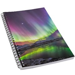 Aurora Borealis Polar Northern Lights Natural Phenomenon North Night Mountains 5 5  X 8 5  Notebook by B30l