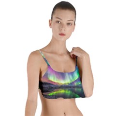 Aurora Borealis Polar Northern Lights Natural Phenomenon North Night Mountains Layered Top Bikini Top  by B30l