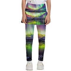 Aurora Borealis Polar Northern Lights Natural Phenomenon North Night Mountains Kids  Skirted Pants