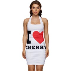 I Love Cherry Sleeveless Wide Square Neckline Ruched Bodycon Dress by ilovewhateva