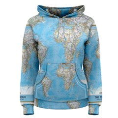 Blue White And Green World Map National Geographic Women s Pullover Hoodie