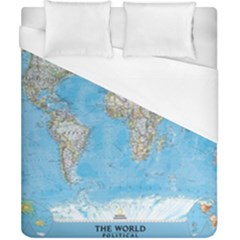 Blue White And Green World Map National Geographic Duvet Cover (california King Size) by B30l