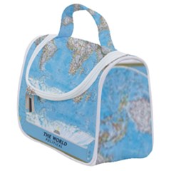 Blue White And Green World Map National Geographic Satchel Handbag