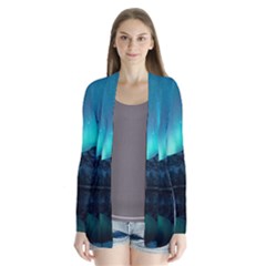 Aurora Borealis Mountain Reflection Drape Collar Cardigan