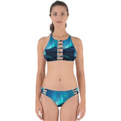 Aurora Borealis Mountain Reflection Perfectly Cut Out Bikini Set