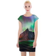 Aurora Borealis Nature Sky Light Cap Sleeve Bodycon Dress