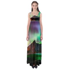 Aurora Borealis Nature Sky Light Empire Waist Maxi Dress by B30l