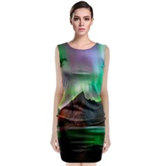 Aurora Borealis Nature Sky Light Sleeveless Velvet Midi Dress by B30l