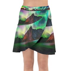 Aurora Borealis Nature Sky Light Wrap Front Skirt by B30l
