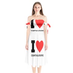 I Love Cantaloupe  Shoulder Tie Bardot Midi Dress by ilovewhateva