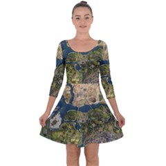 Map Illustration Gta Quarter Sleeve Skater Dress