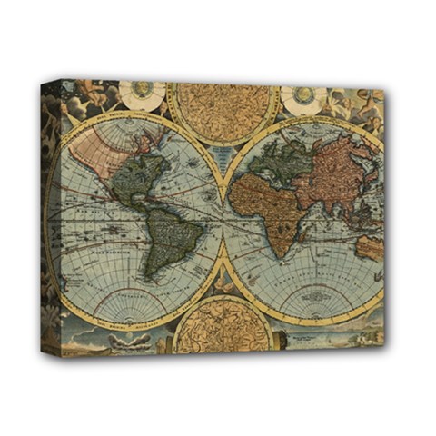 Vintage World Map Travel Geography Deluxe Canvas 14  X 11  (stretched) by B30l