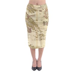 Map Of Greece Archipelago Midi Pencil Skirt by B30l