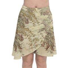 Map Of Greece Archipelago Chiffon Wrap Front Skirt by B30l