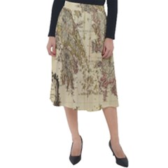 Map Of Greece Archipelago Classic Velour Midi Skirt  by B30l