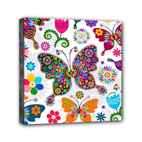 Butterflies Abstract Colorful Floral Flowers Vector Mini Canvas 6  X 6  (stretched) by B30l