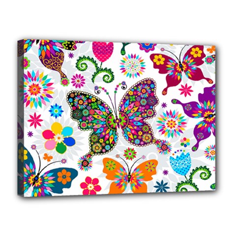 Butterflies Abstract Colorful Floral Flowers Vector Canvas 16  X 12  (stretched)