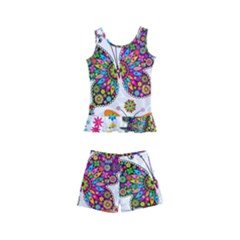 Butterflies Abstract Colorful Floral Flowers Vector Kids  Boyleg Swimsuit