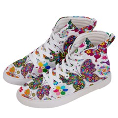 Butterflies Abstract Colorful Floral Flowers Vector Men s Hi-top Skate Sneakers by B30l