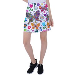 Butterflies Abstract Colorful Floral Flowers Vector Tennis Skirt by B30l