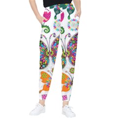 Butterflies Abstract Colorful Floral Flowers Vector Women s Tapered Pants by B30l