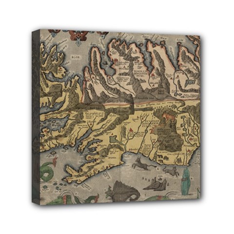 Iceland Cartography Map Renaissance Mini Canvas 6  X 6  (stretched) by B30l