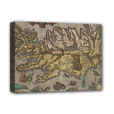 Iceland Cartography Map Renaissance Deluxe Canvas 16  X 12  (stretched)  by B30l