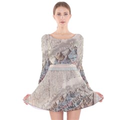 Mountain View Mountain Top Infographics Map Long Sleeve Velvet Skater Dress