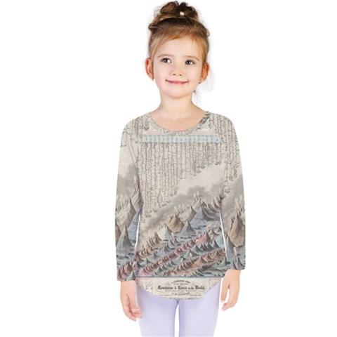 Mountain View Mountain Top Infographics Map Kids  Long Sleeve Tee by B30l