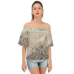 Mountain View Mountain Top Infographics Map Off Shoulder Short Sleeve Top by B30l