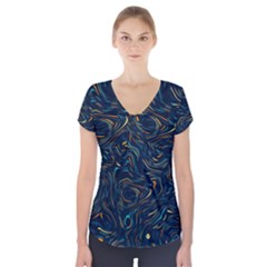 Colorful Abstract Pattern Creative Colorful Line Linear Background Short Sleeve Front Detail Top