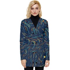 Colorful Abstract Pattern Creative Colorful Line Linear Background Button Up Hooded Coat  by B30l