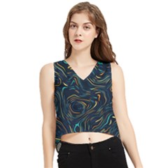 Colorful Abstract Pattern Creative Colorful Line Linear Background V-neck Cropped Tank Top