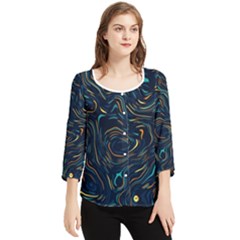 Colorful Abstract Pattern Creative Colorful Line Linear Background Chiffon Quarter Sleeve Blouse by B30l