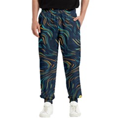 Colorful Abstract Pattern Creative Colorful Line Linear Background Men s Elastic Waist Pants by B30l