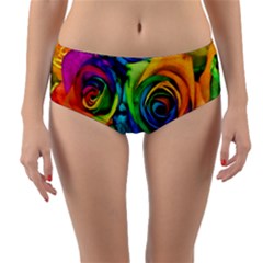 Colorful Roses Bouquet Rainbow Reversible Mid-waist Bikini Bottoms by B30l